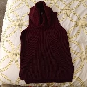 Sleveless Cable Knit Cowl Neck Sweater